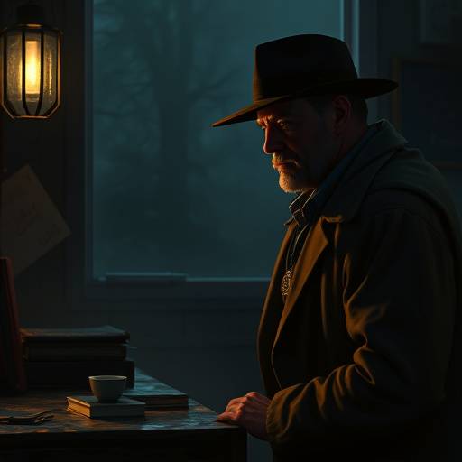 A screenshot from Disco Elysium showing the detective in a dialogue scene, highlighting the game's unique art style and text-heavy interface.