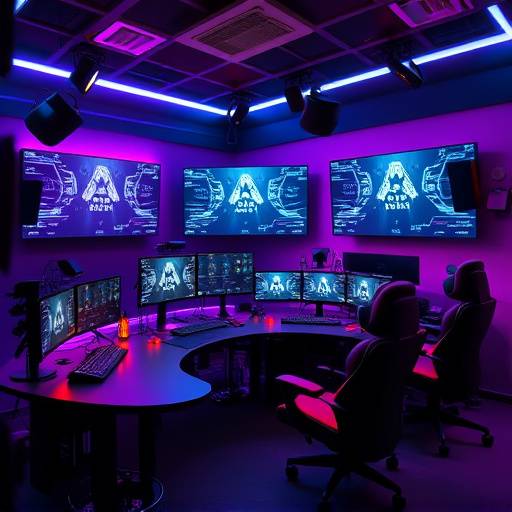 A stylized image representing the control center of a video game development studio.