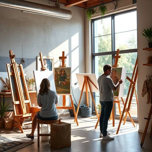 Interior view of Pixel Canvas Studios, showing artists at work.